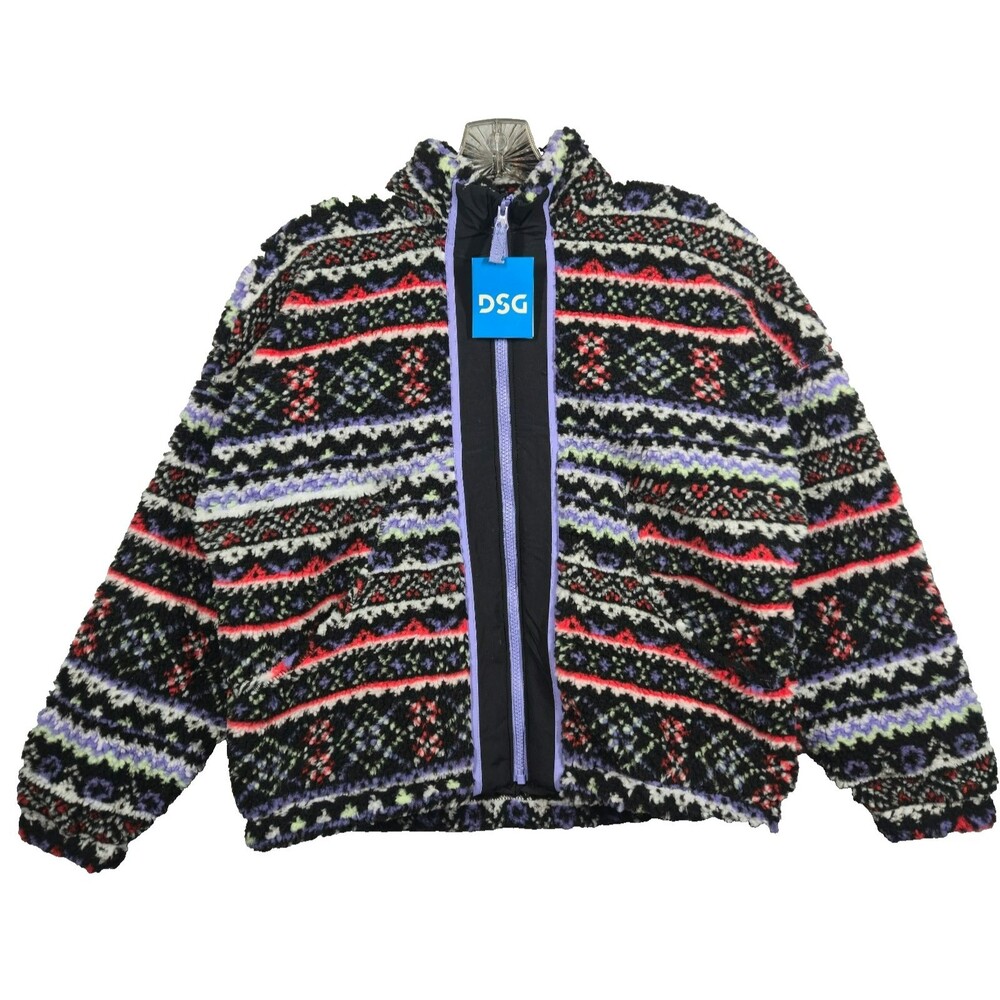 DSG Girls' Cozy Fleece multicolor Full Zip Jacket NWT LARGE 14
